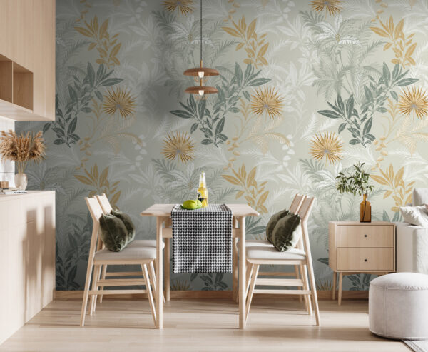 Wall murals Floral pattern with detailed leaves Wall murals Floral pattern with detailed leaves