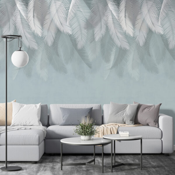 Wall murals White feathers on a blue background Wall murals White feathers on a blue background