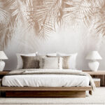 Wall murals Tropical leaves on textured background.