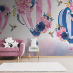 Wall murals Group of hot air balloons with flowers