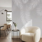 Wall murals White feathers on a gray background