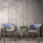 Wall murals Foggy forest, softly illuminated morning.