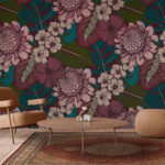 Wall murals Pattern of flowers and leaves