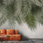Wall murals Tropical leaves against a plain background.