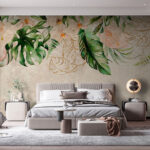 Wall murals Painting of flowers and leaves