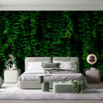 Wall murals Vibrant green foliage wall background.