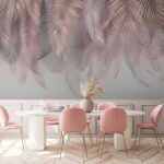 Wall murals Elegant feather pattern in soft tones.