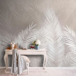 Wall murals Elegant white palm leaves pattern.