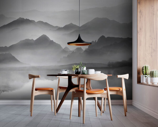 Foggy landscape with mountains Wall murals Foggy landscape with mountains