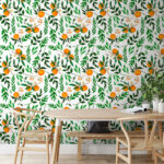 Wall murals Pattern of oranges and leaves