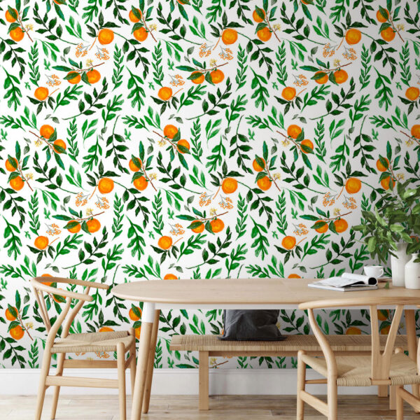 Pattern of oranges and leaves Wall murals Pattern of oranges and leaves