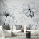 Wall murals Delicate flowers in monochrome design.
