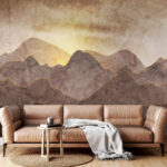 Wall murals Painting of mountains with yellow lines