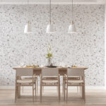 Wall murals White speckled terrazzo texture pattern.