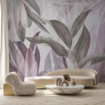 Wall murals Pastel leaves creating soothing pattern.