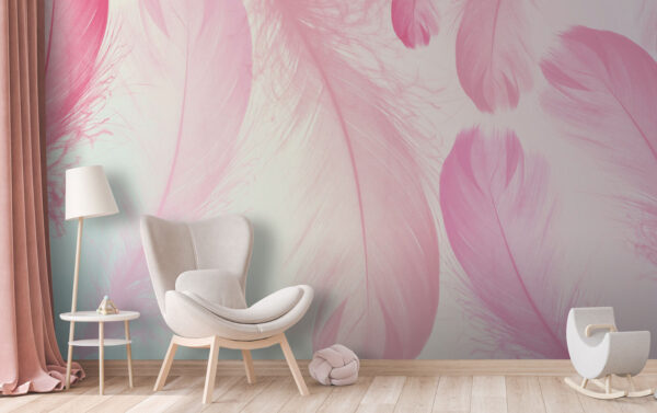 Wall murals Group of pink feathers Wall murals Group of pink feathers