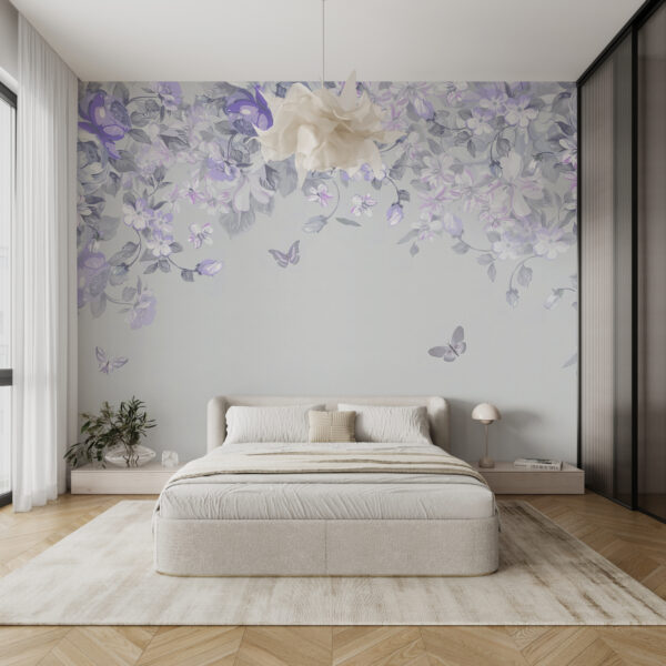 Wall mural Floral dreams with gentle butterflies