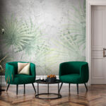 Wall murals Green leaves on cracked wall mural.