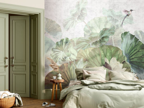 Birds and foliage in peaceful scene Wall murals Birds and foliage in peaceful scene