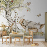 Wall murals Bear daydreaming in peaceful hammock.