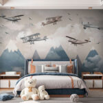 Wall murals Biplanes soaring above snowy peaks