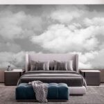 Wall murals Fluffy clouds in a gray sky
