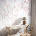 Wall murals Pastel forest with delicate foliage.