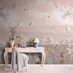 Wall murals Deer and rabbits in serene landscape.