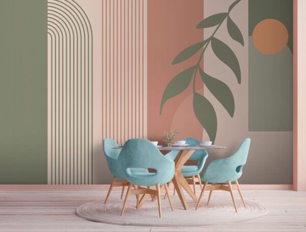 Abstract leaves and geometric patterns Wall murals Abstract leaves and geometric patterns