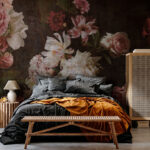 Wall murals Vintage floral pattern with dark background.
