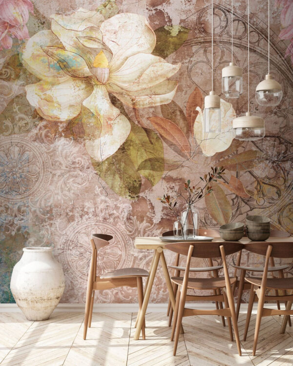 Wall murals Soft blooms on a textured canvas Wall murals Soft blooms on a textured canvas