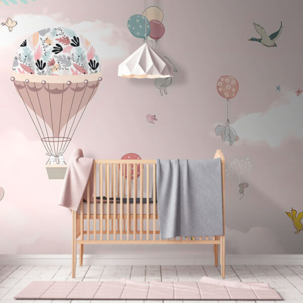 Cartoon of a rabbit holding an umbrella Wall murals Cartoon of a rabbit holding an umbrella