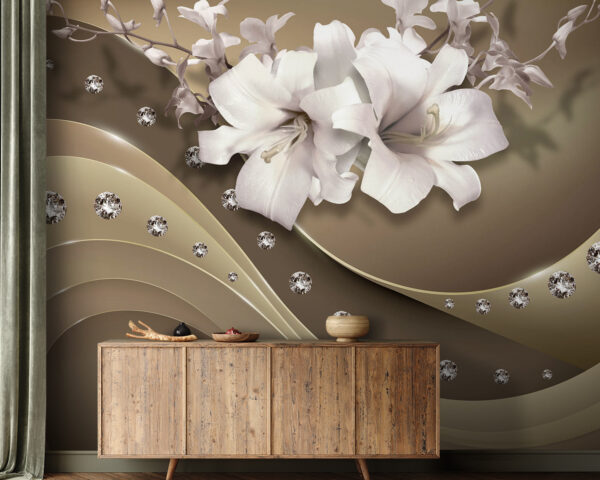 Wall murals Elegant flowers with subtle accents Wall murals Elegant flowers with subtle accents