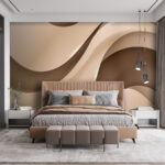 Wall murals Soft, flowing waves in neutral tones