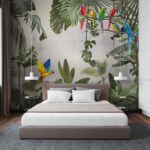 Wall murals Blue and yellow parrot on a branch