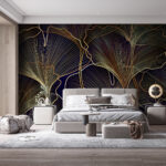 Wall murals Delicate lines form leaf patterns.
