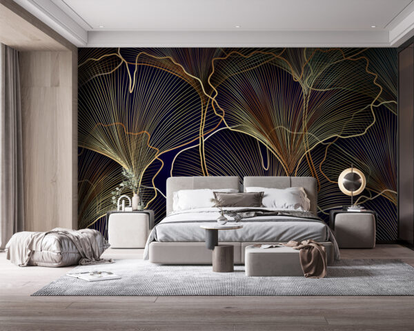 Delicate lines form leaf patterns Wall murals Delicate lines form leaf patterns