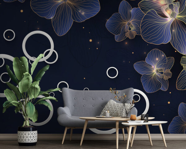 Wall murals Orchids and circles in harmony Wall murals Orchids and circles in harmony
