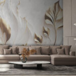 Wall murals Elegant leaves with intricate designs.
