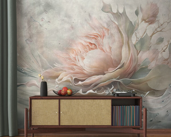 Delicate bloom amidst swirling water Wall murals Delicate bloom amidst swirling water