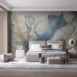 Wall murals Abstract feathers with blue accents.