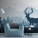 Wall murals Silhouette of a deer antlers