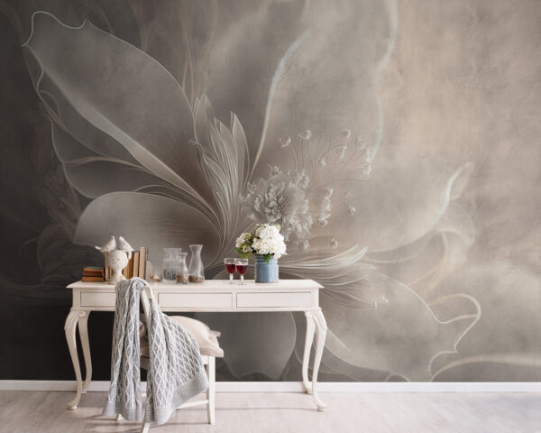 Wall murals Elegant petals in soft sepia tones