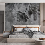 Wall murals Leaves in artistic monochrome design.