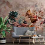Wall murals Elegant floral art with muted tones.