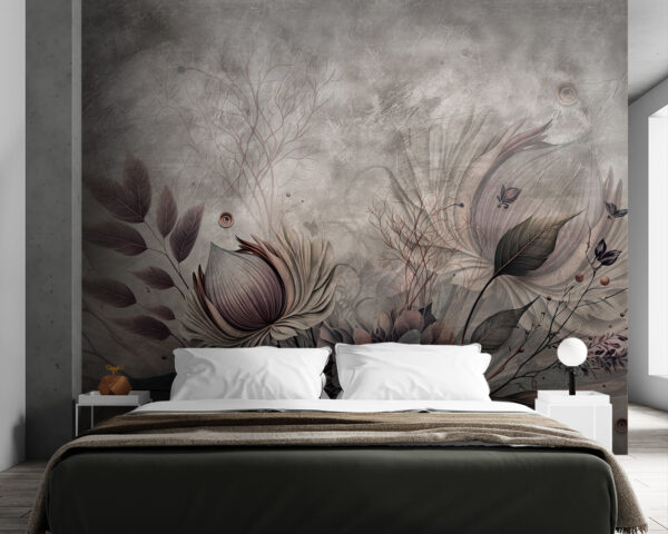Wall murals Soft petals against a muted backdrop Wall murals Soft petals against a muted backdrop