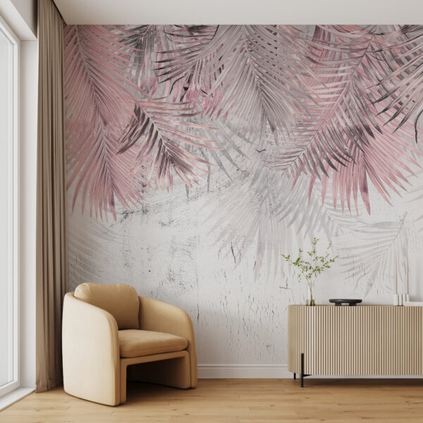 Wall mural Wall mural Pastel palm leaves on white background (SKU: u93843v2)