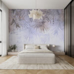 Wall murals Metallic palm leaves on textured background.