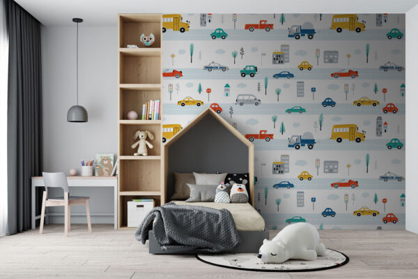Pattern of cars and buildings Wall murals Pattern of cars and buildings