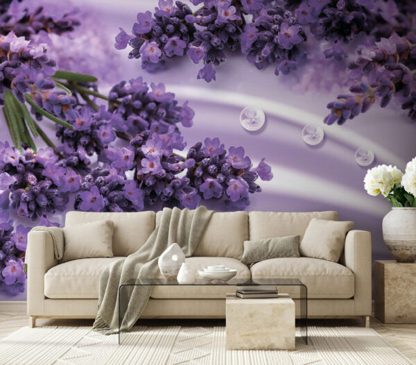 Wall murals Lavender blooms on silky backdrop Wall murals Lavender blooms on silky backdrop